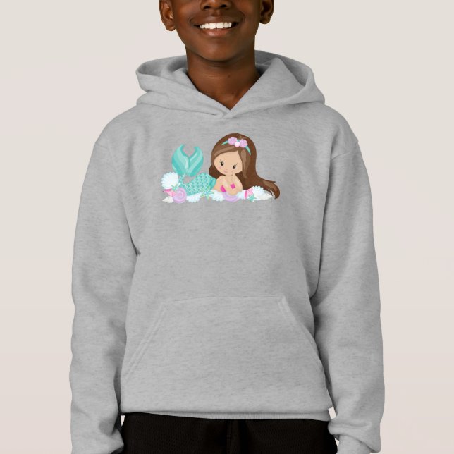 Little Mermaid, Niedliche Meerjungfrau, Muscheln,  Hoodie (Vorderseite)