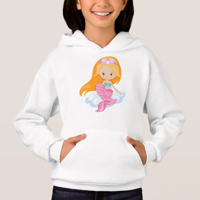 Little Mermaid, Niedliche Meerjungfrau, Orangefarb Hoodie (Vorderseite)