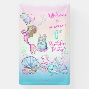 Little Mermaid of Color - Girl 1. Geburtstag Party Banner