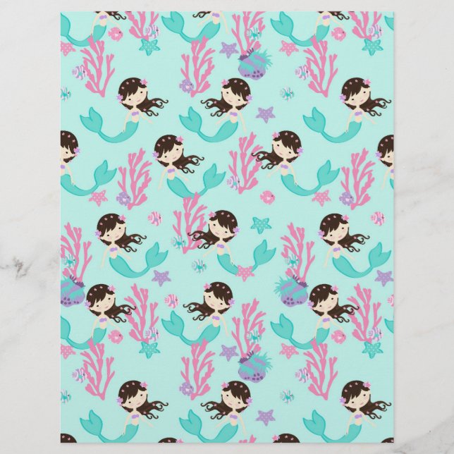 Little Mermaid Scrapbook Paper Brünett 1 (Vorderseite)