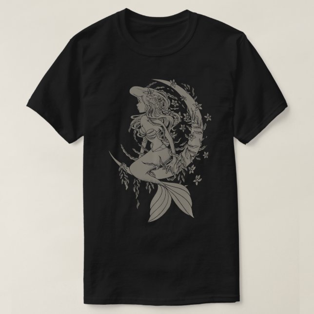 Little Mermaid Tattoo Style Portrait T-Shirt (Design vorne)