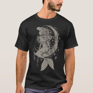Little Mermaid Tattoo Style Portrait T-Shirt