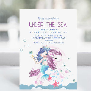 Little Mermaid und Magic Little Girly Geburtstag Einladung