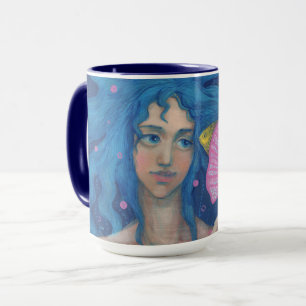Little Mermaid, Underwater Fantasy Art, Pink Blue Tasse