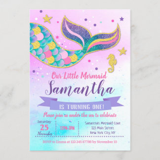 Little Mermaid zum Geburtstag Einladung