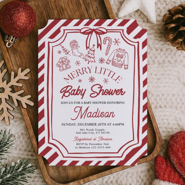 Little Merry Christmas Baby Shower Invitation Einladung (Von Creator hochgeladen)