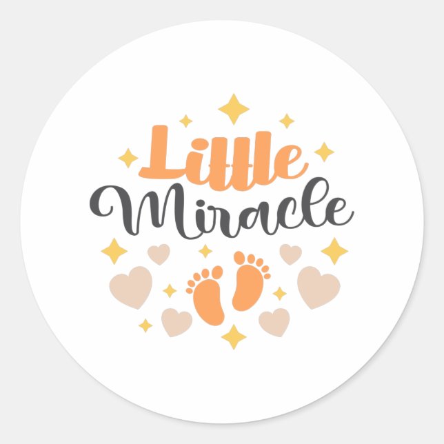 Little Miracle Baby Footprints Runder Aufkleber (Vorderseite)