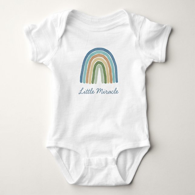 Little Miracle Niedlich Boho Watercolor Rainbow Bl Baby Strampler (Vorderseite)