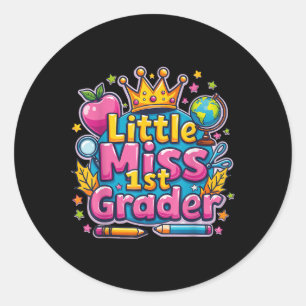 Little Miss 1st Grader - Erster Tag der Schule Out Runder Aufkleber
