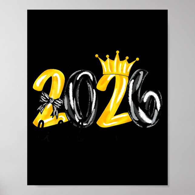 Little Miss 2026 Coquette Bow Crown Happy New Year Poster (Vorne)