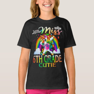 Little Miss 6th Süsse Unicorn Regenbogen T-Shirt