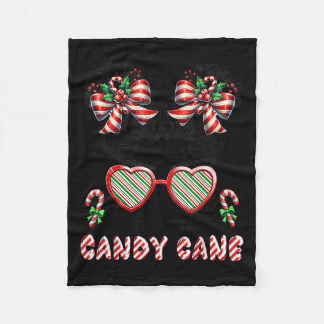Little Miss Candy Cane Christmas Messy Bun Toddler Fleecedecke (Vorderseite)