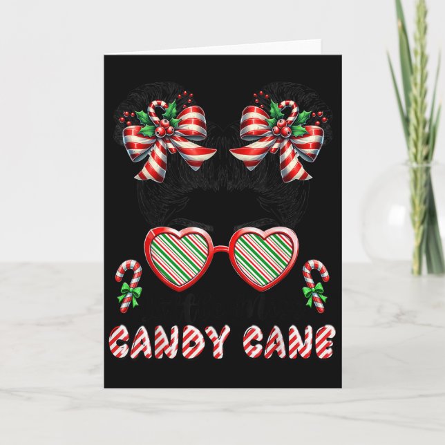 Little Miss Candy Cane Christmas Messy Bun Toddler Karte (Vorderseite)