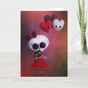 Little Miss Death Valentine Girl Feiertagskarte