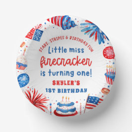 Little Miss Firecracker 4. Juli 1. Geburtstag Pappteller