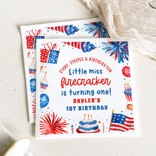 Little Miss Firecracker 4. Juli 1. Geburtstag Serviette