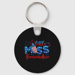 Little Miss Firecracker 4. Juli Amerikanische Flag Schlüsselanhänger
