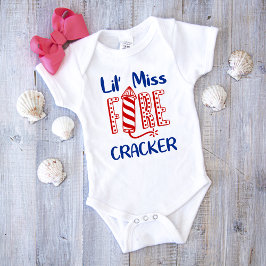 Little Miss Firecracker Typografy Girl Baby Strampler