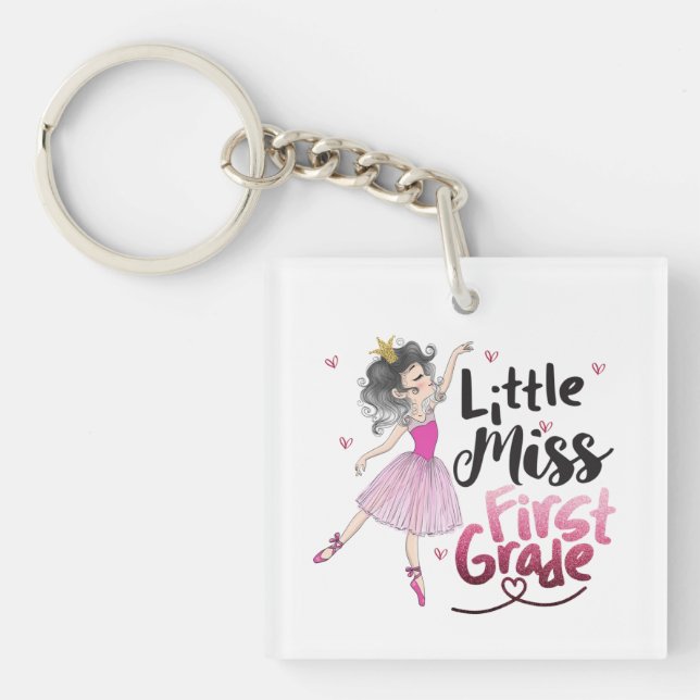 Little Miss First Grade Keychain – Back to School Schlüsselanhänger (Vorderseite)