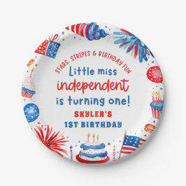 Little Miss Independent 4. Juli 1. Geburtstag Pappteller
