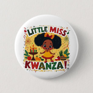 Little Miss Kwanza Afro American Kwanaz Erbe Button