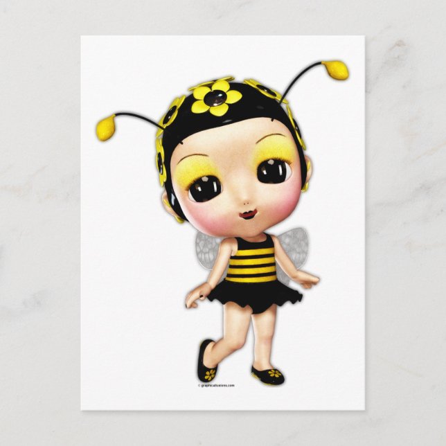 Little Miss Lady Bumblebee Postkarte (Vorderseite)