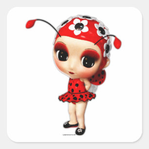 Little Miss Ladybug Quadratischer Aufkleber