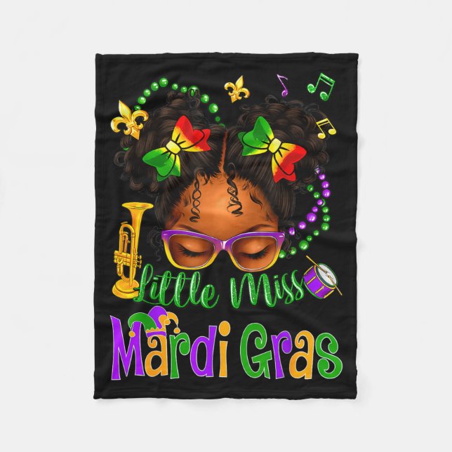 Little Miss Mardi Gras Bow Girls Kids New Orleans  Fleecedecke (Vorderseite)