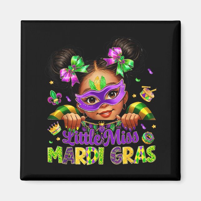 Little Miss Mardi Gras Carnival New Orleans Fleur  Magnet (Vorne)