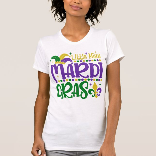 Little Miss Mardi Gras Cute Carnival Outfit T-Shirt (Vorderseite)
