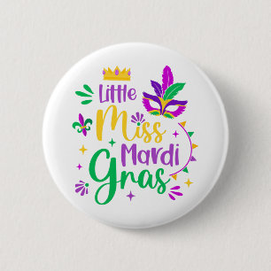 Little Miss Mardi Gras Kids Karneval Bekleidungsmä Button