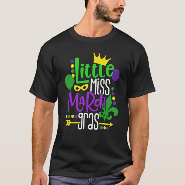 Little Miss Mardi Gras Maske Beads Mardi Gras Girl T-Shirt (Vorderseite)