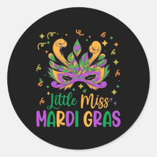 Little Miss Mardi Gras Niedlich Outfit Girls Klein Runder Aufkleber