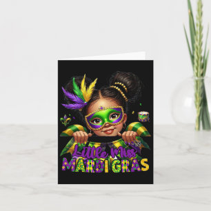 Little Miss Mardi Gras Parades Messy Bun Kids Girl Karte
