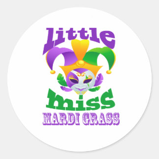 Little Miss Mardi Gras Runder Aufkleber