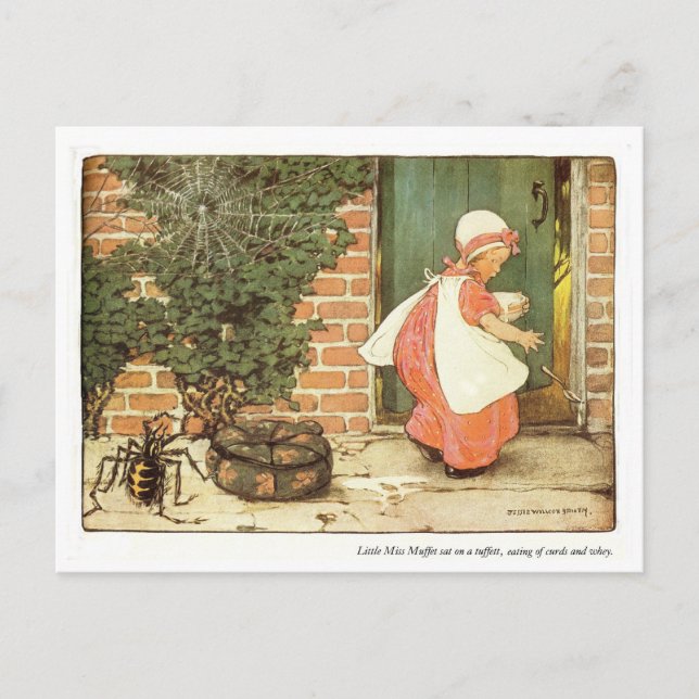 Little Miss Muffet Kinderzimmer Rhyme Postkarte (Vorderseite)