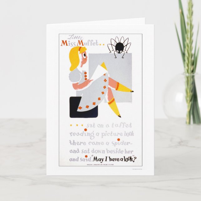 Little Miss Muffet Reads 1940 WPA Karte (Vorderseite)