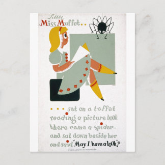 Little Miss Muffet Sat auf einem Poster von Tuffet Postkarte