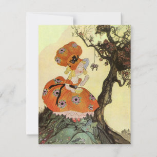 Little Miss Muffet & Spinne, Vintage Mother Goose Einladung