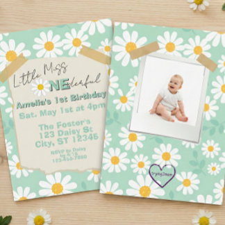 Little Miss One-derful, 1st Birthday Daisy Einladung