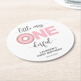 Little Miss Onederful 1st Birthday  Runder Pappuntersetzer