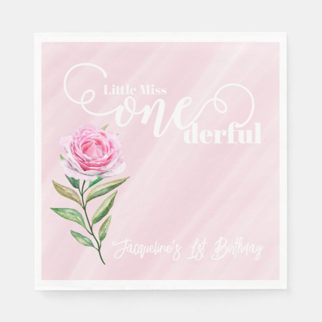 Little Miss ONEderful 1st First Birthday Serviette (Vorderseite)