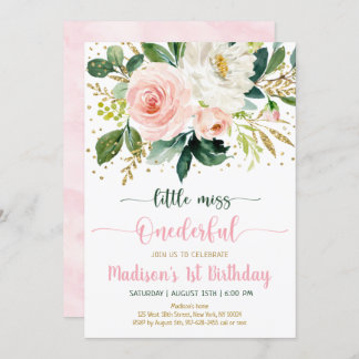 Little Miss Onederful Boho Floral Geburtstag Einladung