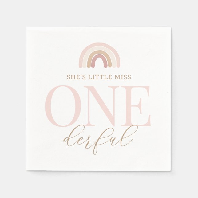 Little Miss Onederful Boho Rainbow Birthday Serviette (Vorderseite)