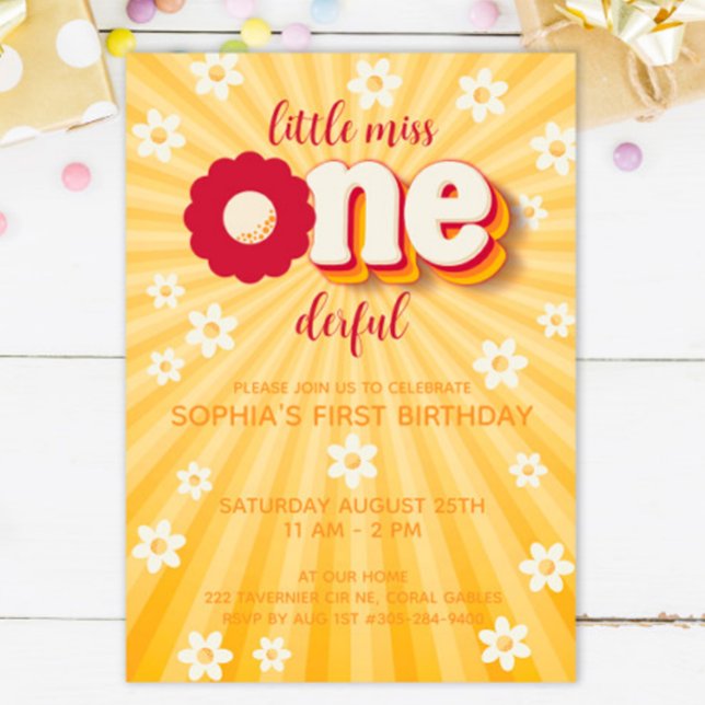 Little Miss Onederful Daisy Einladung zum ersten G (Von Creator hochgeladen)
