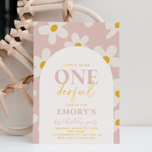 Little Miss Onederful Einladung   Retro-Blume