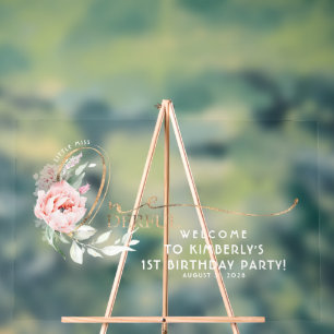 Little Miss Onederful Floral 1. Geburtstag Willkom Acrylschild