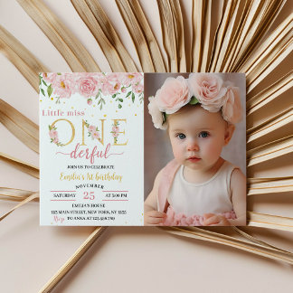 Little Miss Onederful Floral Geburtstag Einladung