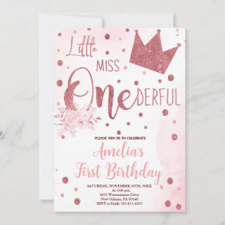 Little Miss Onederful Geburtstag, 1. Geburtstag Einladung
