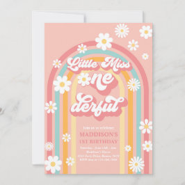 Little Miss Onederful Groovy Rainbow 1. Geburtstag Einladung